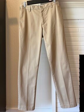 Lands' End Men's Khaki Straight-Leg Chinos Light Tan Dress Pants 32 100% Cotton